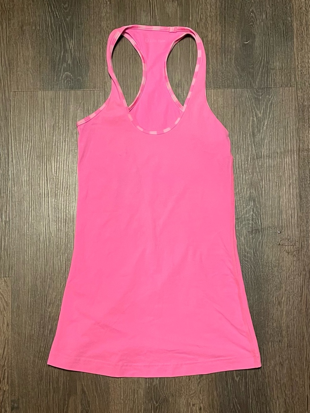 Lululemon race back tank top pink with edge strips